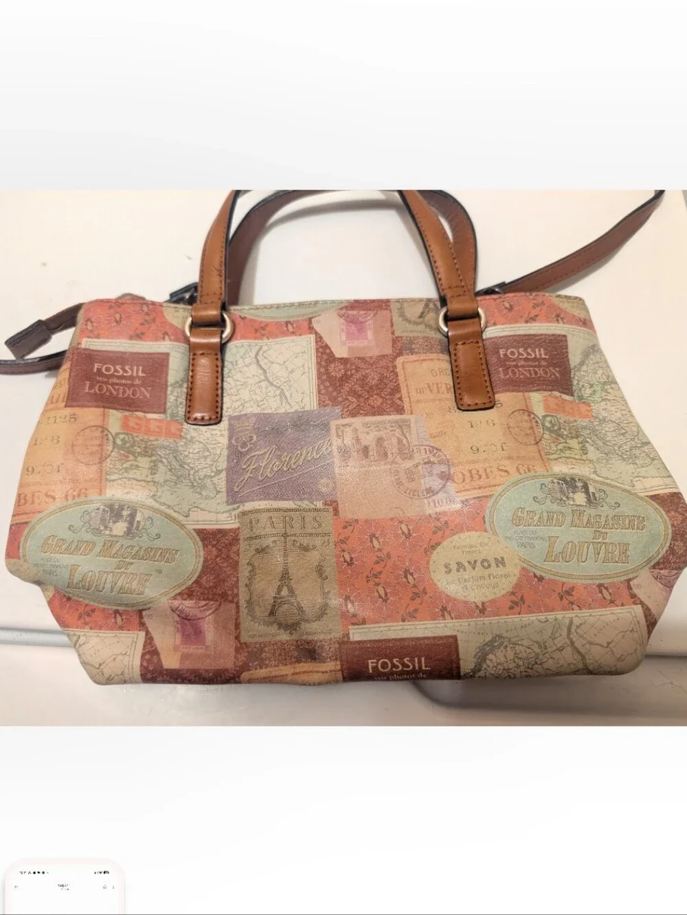 Vintage Fossil NWT Coronado Boho Leather Multicolor Floral Two Strap Purse
